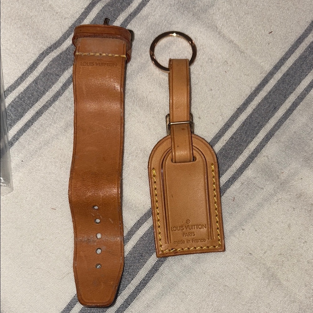 Louis Vuitton Tan Leather Bag tags